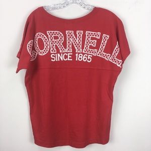 Cornell Red Dolman Short Sleeve Shirt Small
